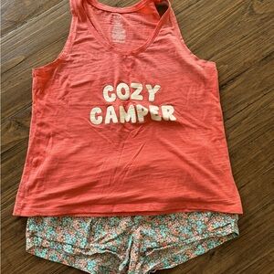 Secret Treasures COZY CAMPER Sleep Tank small with medium shorts